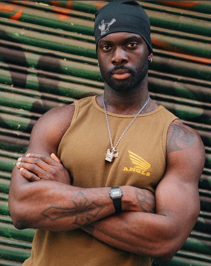 ANGLSTV ESSENTIAL WAFFLE KNIT VEST - KHAKI